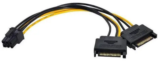Main image of Dual SATA 15Pin to PCIe 6Pin GPU Power Adapter Cable, 12V EPS PCI-E Graphics Card Power Converter Cord