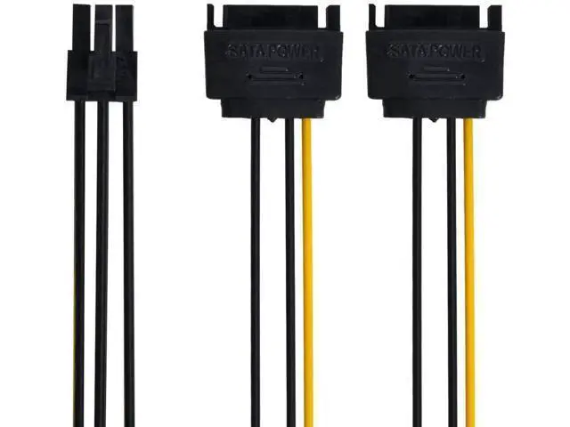 Alt view image 3 of 4 - Dual SATA 15Pin to PCIe 6Pin GPU Power Adapter Cable, 12V EPS PCI-E Graphics Card Power Converter Cord
