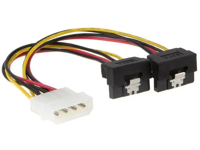 Alt view image 3 of 5 - 2 Pack 6 Inch Down Angle 4Pin Molex to Dual 15Pin SATA Power Y Splitter Cable Adapter