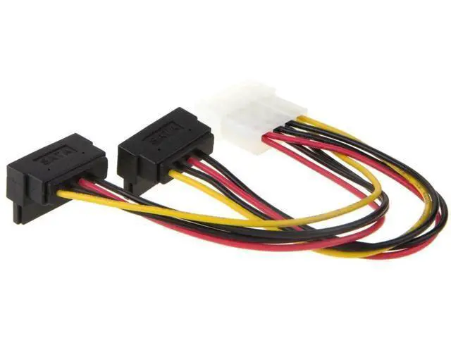 Alt view image 2 of 5 - 2 Pack 6 Inch Down Angle 4Pin Molex to Dual 15Pin SATA Power Y Splitter Cable Adapter