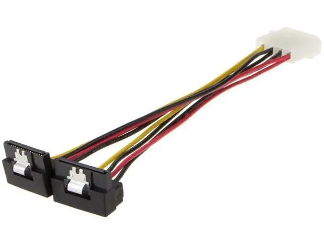 Alt view image 5 of 5 - 2 Pack 6 Inch Down Angle 4Pin Molex to Dual 15Pin SATA Power Y Splitter Cable Adapter