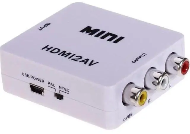 Main image of 1080P Mini HDMI to RCA Converter, HDMI to CVBS AV Composite Audio Video Adapter, Supports NTSC PAL, Plug and Play for HDTV, Old TV, Projector, DVD Player