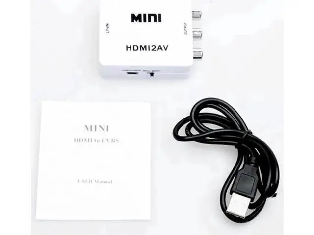 Alt view image 7 of 7 - 1080P Mini HDMI to RCA Converter, HDMI to CVBS AV Composite Audio Video Adapter, Supports NTSC PAL, Plug and Play for HDTV, Old TV, Projector, DVD Player