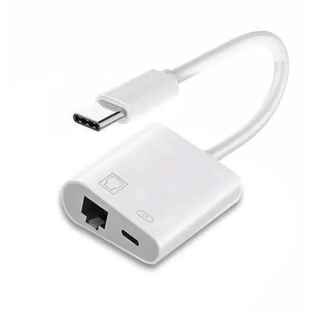 Main image of 2-in-1 USB-C to RJ45 Ethernet Adapter with PD Charging, 100Mbps Wired Network Converter Supports Data & Power Pass-Through for Laptops, Tablets, Smartphones