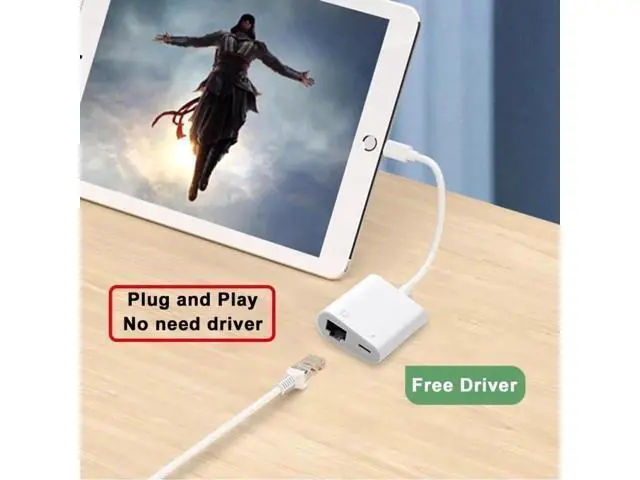 Alt view image 4 of 7 - 2-in-1 USB-C to RJ45 Ethernet Adapter with PD Charging, 100Mbps Wired Network Converter Supports Data & Power Pass-Through for Laptops, Tablets, Smartphones