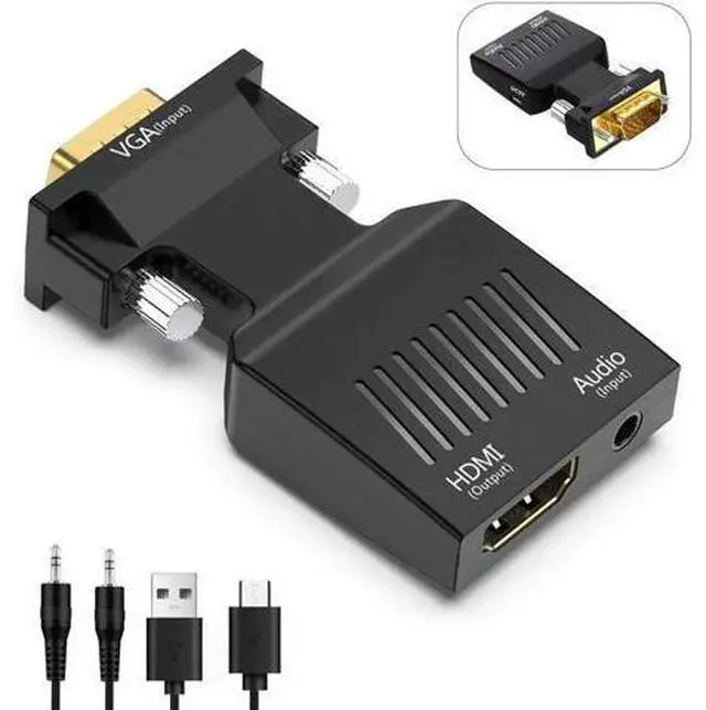 Main image of Uni-Directional VGA Male to HDMI Female Adapter With 3.5mm Audio Jack Support 1080P 60Hz For Laptop PC Projector Monitor