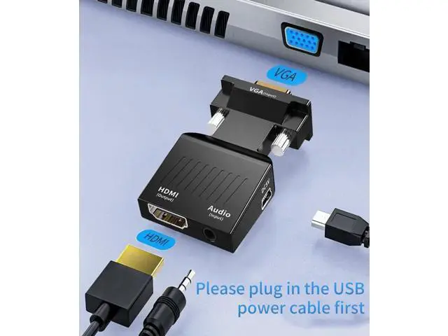 Alt view image 5 of 6 - Uni-Directional VGA Male to HDMI Female Adapter With 3.5mm Audio Jack Support 1080P 60Hz For Laptop PC Projector Monitor