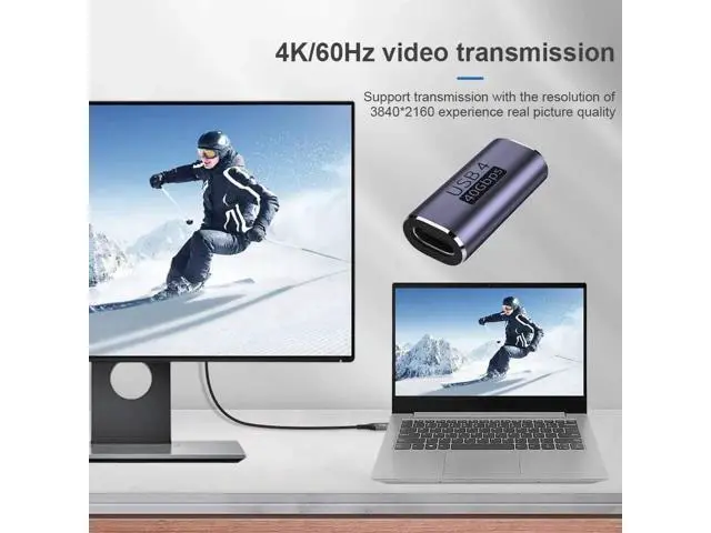 Alt view image 7 of 7 - USB4 Type-C Female to Female Coupler Extender Adapter, 40Gbps Data Transfer, 100W PD Fast Charging, 8K@60Hz Video Pass-Through, Compatible with USB4 / Thunderbolt 3/4 Devices