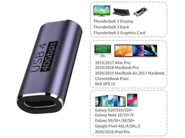 Alt view image 6 of 7 - USB4 Type-C Female to Female Coupler Extender Adapter, 40Gbps Data Transfer, 100W PD Fast Charging, 8K@60Hz Video Pass-Through, Compatible with USB4 / Thunderbolt 3/4 Devices