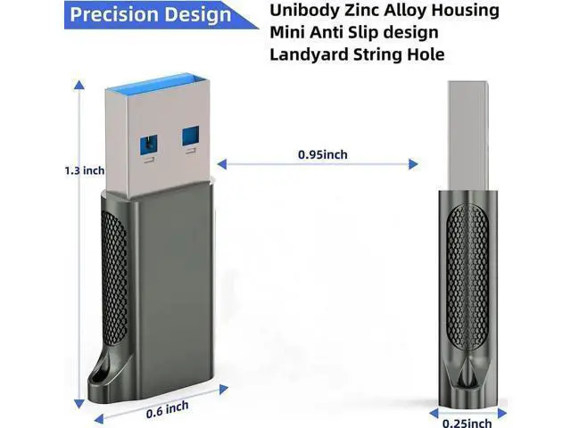 Alt view image 3 of 7 - 2 Pack USB C Female to USB A Male Adapter USB 3.1 Gen 2, 10Gbps SuperSpeed Type C Converter Support Charging Audio Data Sync for Laptops Phones Power Banks