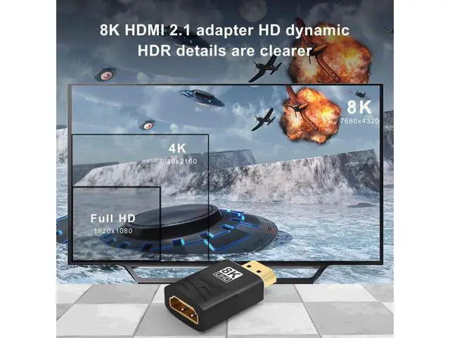 Alt view image 6 of 6 - 2-Pack HDMI 2.1 Female to Female Coupler, 48Gbps 8K HDMI Extension Connector, Support 8K@60Hz, 4K@120Hz & HDR, Black HDMI Extender Adapter for HDTV, Monitor, Laptop, Xbox, PS4/PS5