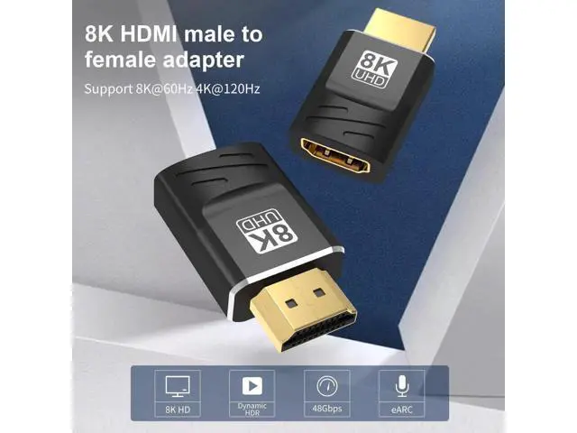 Alt view image 5 of 6 - 2-Pack HDMI 2.1 Female to Female Coupler, 48Gbps 8K HDMI Extension Connector, Support 8K@60Hz, 4K@120Hz & HDR, Black HDMI Extender Adapter for HDTV, Monitor, Laptop, Xbox, PS4/PS5