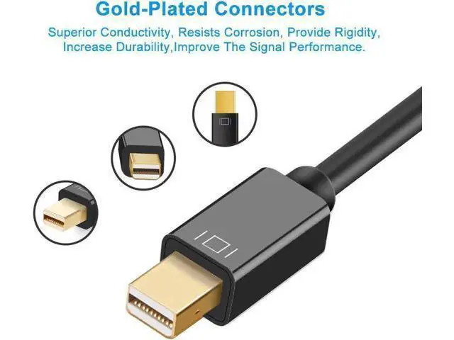 Alt view image 4 of 7 - Gold-Plated Mini DP (Thunderbolt 2) Male to HDMI Female Adapter Support 4K For MacBook iMac Surface Dock Black