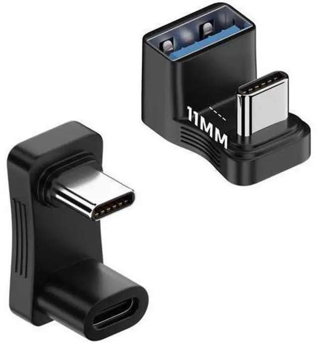 Main image of 2 Pack 180 Degree Straight Flip USB-C Male to Female Adapter, USB 3.1 Type-C Converter Supporting 100W PD Fast Charging & 4K@60Hz Video Output, Compatible with Steam Deck, Switch, Phones, Tablets & La