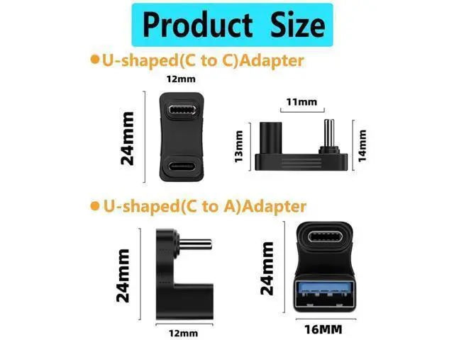 Alt view image 5 of 6 - 2 Pack 180 Degree Straight Flip USB-C Male to Female Adapter, USB 3.1 Type-C Converter Supporting 100W PD Fast Charging & 4K@60Hz Video Output, Compatible with Steam Deck, Switch, Phones, Tablets & La