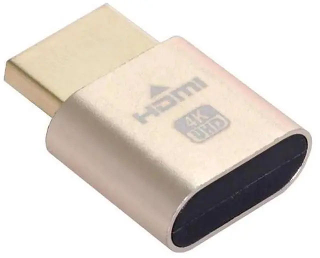 Main image of Gold HDMI Dummy Plug Virtual Display Emulator, 4K@60Hz HDMI 1.4 EDID DDC Headless Ghost Monitor Adapter for Mining Remote PC