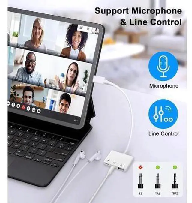 Alt view image 3 of 7 - 3-in-1 USB-C Adapter with 3.5mm AUX Jack, OTG & 60W PD Charging Port, Compatible with iPhone 15/16, iPad Pro, MacBook