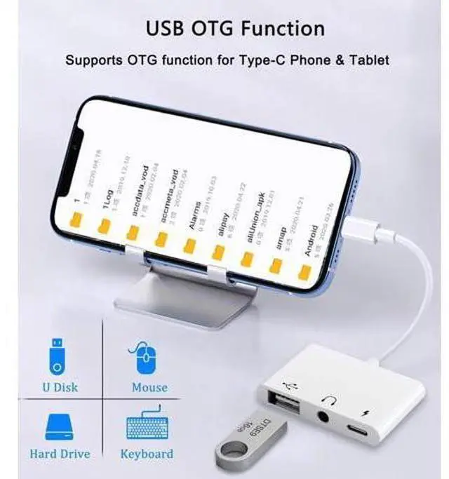 Alt view image 7 of 7 - 3-in-1 USB-C Adapter with 3.5mm AUX Jack, OTG & 60W PD Charging Port, Compatible with iPhone 15/16, iPad Pro, MacBook