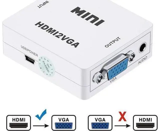Main image of HDMI to VGA Converter Adapter with 3.5mm Stereo Audio Jack, Full HD 1080P 1920x1080 Resolution, Digital HDMI to Analog VGA Adapter for Laptop, Desktop, HDTV, Monitor, Projector