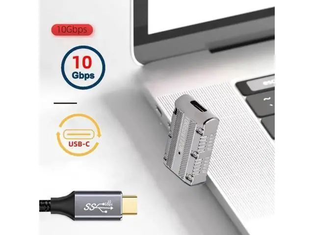Alt view image 6 of 7 - Down 90 Degree Low Profile Mecha Cyberpunk USB 3.1 Gen2 Adapter, USB-A Male to USB-C Female Converter, 10Gbps Data Transfer & 120W PD Fast Charging Elbow Connector