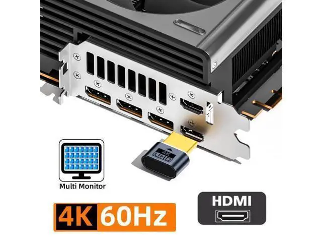 Alt view image 2 of 7 - Black HDMI Dummy Plug Virtual Display Emulator, 4K@60Hz HDMI 1.4 EDID DDC Headless Ghost Display Adapter for Remote Work Mining