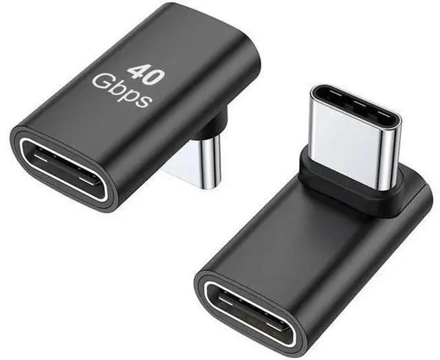 Main image of Black 2 Pack 90 Degree Right Angle USB-C Male to Female Extension Adapter, 100W PD Fast Charging Type-C Elbow Extender for Steam Deck, ROG Ally, Switch, Laptops, Tablets & Smartphones