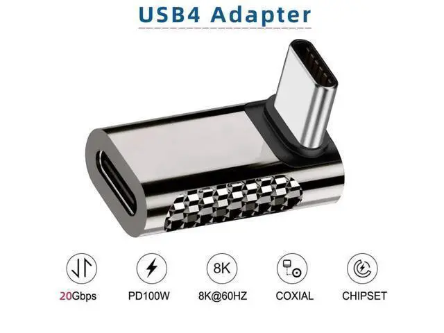 Alt view image 3 of 7 - Up/Down 90 Degree USB4 Type C Male to Female Adapter, 20Gbps Data Transfer 100W PD Charging 8K Video Output Elbow Converter Compatible with All USB4, Thunderbolt 3/4, USB-C Laptops & Handheld Game Con