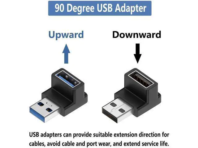 Alt view image 4 of 5 - 90 Degree Up-Down USB 3.1 Adapter, Vertical USB A Male to Female Elbow Connector, High Speed USB A Extender for PC, Laptop, USB Charger, Flash Drives & All USB-A Devices