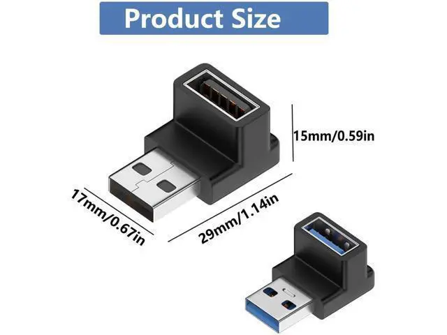 Alt view image 5 of 5 - 90 Degree Up-Down USB 3.1 Adapter, Vertical USB A Male to Female Elbow Connector, High Speed USB A Extender for PC, Laptop, USB Charger, Flash Drives & All USB-A Devices