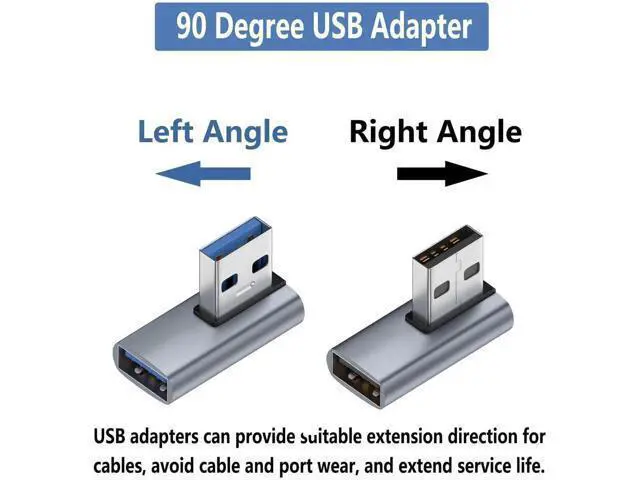 Alt view image 2 of 5 - 90 Degree Right Angle USB 3.1 Adapter, USB A Male to Female Left & Right Elbow Connector, High Speed USB A Extender for PC, Laptop, USB Charger, Flash Drives & All USB-A Devices