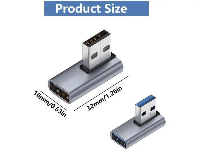 Alt view image 5 of 5 - 90 Degree Right Angle USB 3.1 Adapter, USB A Male to Female Left & Right Elbow Connector, High Speed USB A Extender for PC, Laptop, USB Charger, Flash Drives & All USB-A Devices