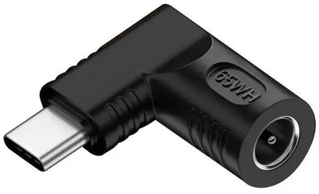 Main image of 90 Degree Right Angle DC 5.5x1.7mm 20V Input to USB-C Output Power Adapter, 65W PD Fast Charging Converter Plug for Laptops, Phones and All USB-C Devices