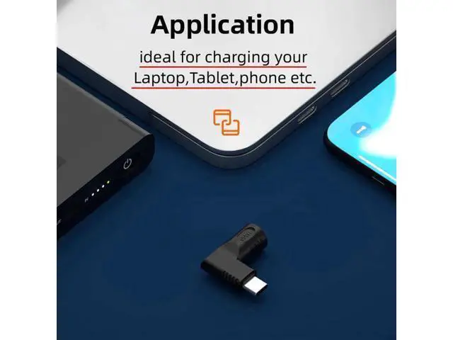 Alt view image 3 of 7 - 90 Degree Right Angle DC 5.5x1.7mm 20V Input to USB-C Output Power Adapter, 65W PD Fast Charging Converter Plug for Laptops, Phones and All USB-C Devices