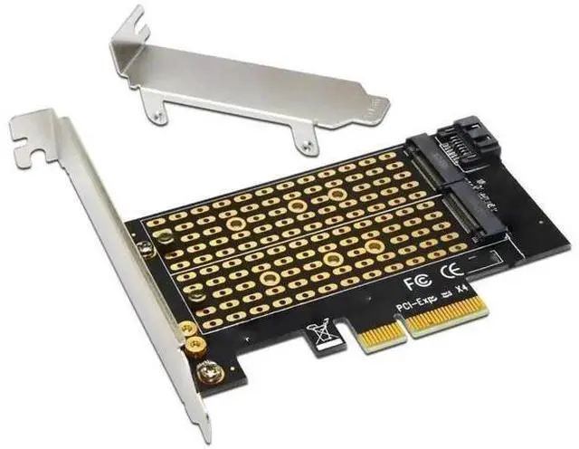 Main image of PCIe to M.2 SSD Expansion Add-On Card, Dual M/B Key NVMe & SATA M.2 PCI-E Adapter Card