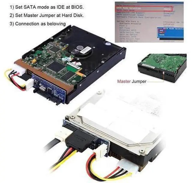 Alt view image 3 of 7 - 40Pin Desktop IDE/PATA to SATA Female PCB Adapter for 3.5" HDD