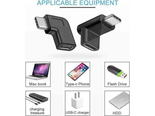 Alt view image 3 of 6 - 2 Pack 90 Degree USB C Adapter, Guamar USB 3.1 Type C Male to Female Angled Connector, Right/Left/Up/Down Elbow Extender for MacBook Pro/Air, Laptop, Tablet, Android Phone