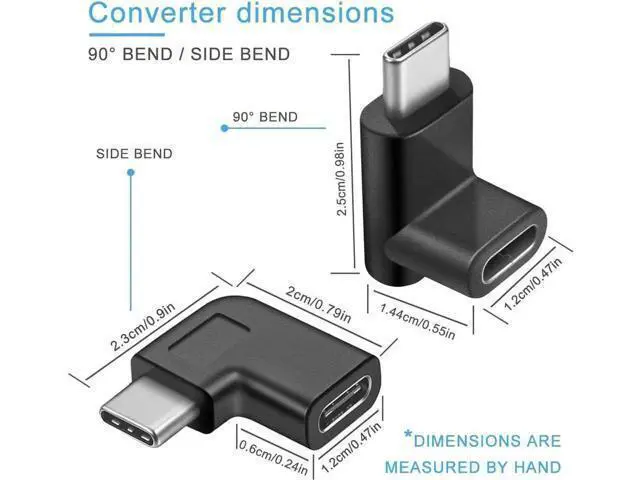 Alt view image 4 of 6 - 2 Pack 90 Degree USB C Adapter, Guamar USB 3.1 Type C Male to Female Angled Connector, Right/Left/Up/Down Elbow Extender for MacBook Pro/Air, Laptop, Tablet, Android Phone