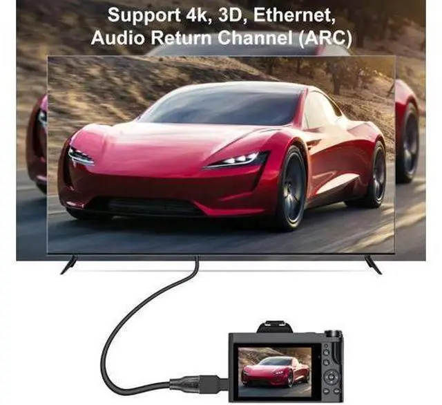 Alt view image 2 of 6 - 2 Pack Gold-Plated Micro HDMI Male to HDMI Female Adapter, 4K 3D ARC Ethernet Supported Micro HDMI to HDMI Converter for Camera Laptop Smartphone