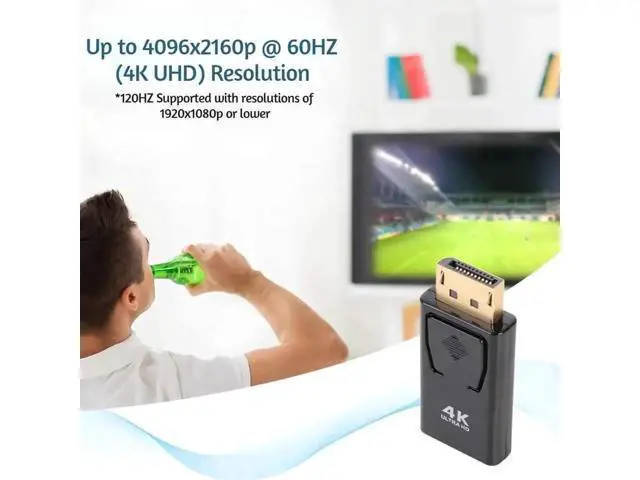 Alt view image 4 of 7 - DP Male to HDMI Female Adapter HD Video Audio Converter For PC TV Projector 2 Pack