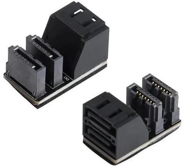 Main image of 2-Pack 90 Degree Dual SATA 7Pin Male to Dual Female Adapter for Low Profile PC Motherboard