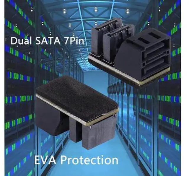 Alt view image 4 of 7 - 2-Pack 90 Degree Dual SATA 7Pin Male to Dual Female Adapter for Low Profile PC Motherboard