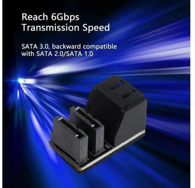 Alt view image 6 of 7 - 2-Pack 90 Degree Dual SATA 7Pin Male to Dual Female Adapter for Low Profile PC Motherboard