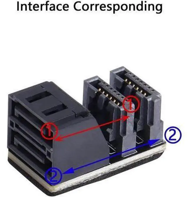 Alt view image 5 of 7 - 2-Pack 90 Degree Dual SATA 7Pin Male to Dual Female Adapter for Low Profile PC Motherboard