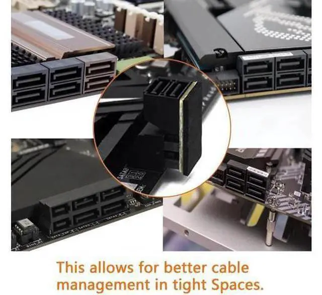 Alt view image 7 of 7 - 2-Pack 90 Degree Dual SATA 7Pin Male to Dual Female Adapter for Low Profile PC Motherboard