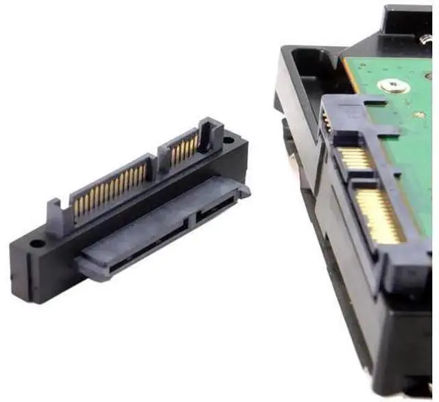 Alt view image 2 of 7 - 90 Degree Up Angled SATA 22Pin 7+15 Male to Female Extension Adapter