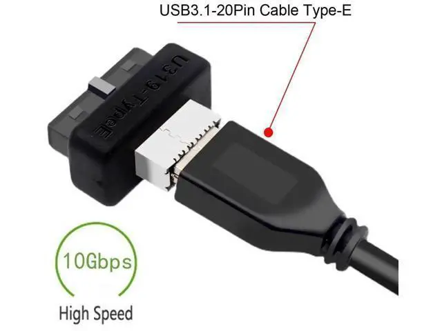 Alt view image 4 of 7 - Overmold USB 3.1 Key-A Type-E Front Panel Socket to USB 3.0 20Pin Motherboard Header Male Extension Adapter, Internal Type-E Converter for PC Chassis Front USB-C Port Expansion