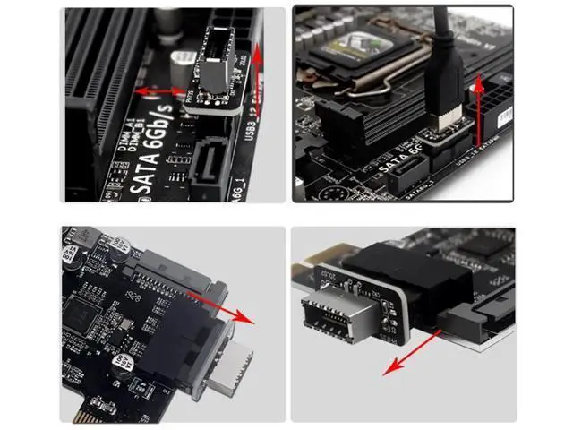 Alt view image 3 of 7 - Overmold USB 3.1 Key-A Type-E Front Panel Socket to USB 3.0 20Pin Motherboard Header Male Extension Adapter, Internal Type-E Converter for PC Chassis Front USB-C Port Expansion