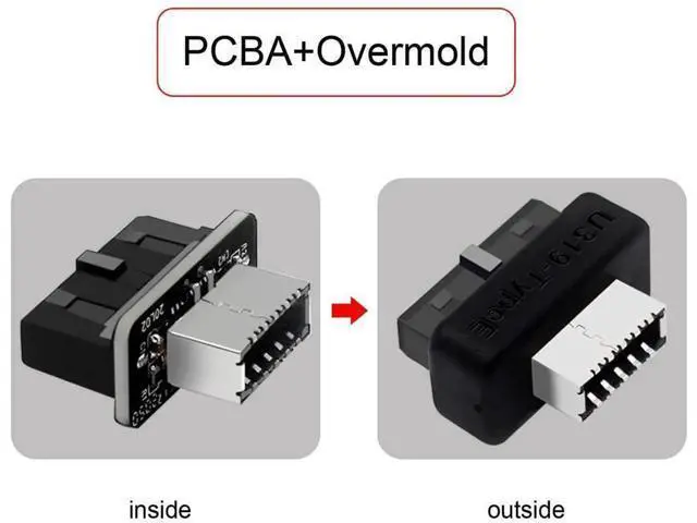Alt view image 7 of 7 - Overmold USB 3.1 Key-A Type-E Front Panel Socket to USB 3.0 20Pin Motherboard Header Male Extension Adapter, Internal Type-E Converter for PC Chassis Front USB-C Port Expansion