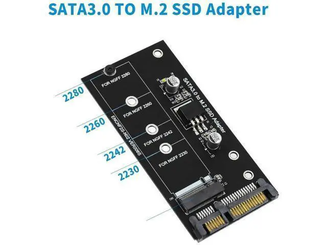 Alt view image 7 of 7 - B Key M.2 NGFF to SATA III Adapter Card, SATA3 7+5Pin M.2 SSD Converter Supports 30/42/60/80mm M.2 Drives, Black