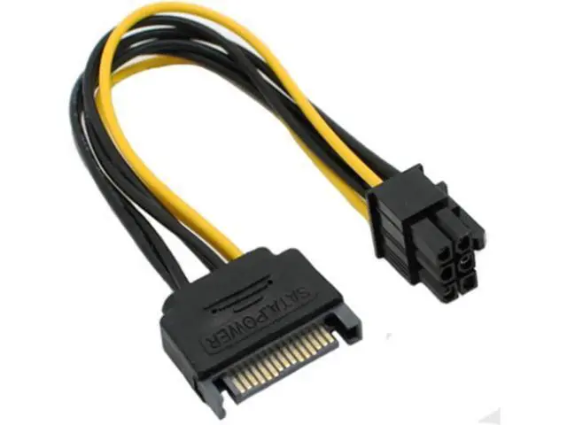 Alt view image 2 of 3 - 18cm 15Pin SATA to 6Pin PCIe Power Extension Cable, SATA to Graphics Card Adapter Cord